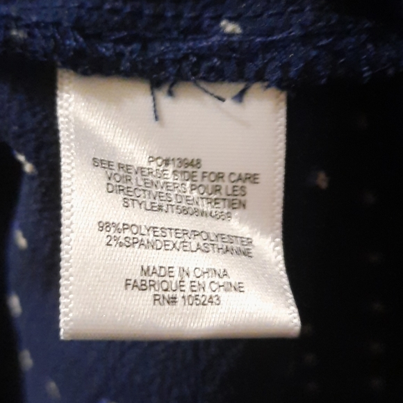 H.I.P. Polkadot Gypsy Off Shoulder Navy Blue Dress Shirt - Picture 7 of 7